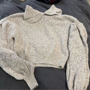 Zara cropped sweater with puffed sleeves